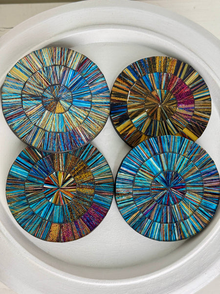 close up of mosaic coaster