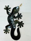 Back of metal gecko wall art showing concealed hanging eyelet