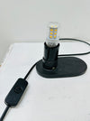Lamp base with E27 LED bulb fitting, UK plug and inline switch on 1.5m cable.