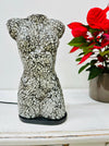 Small mosaic bust lamp in silver tone with fiberglass base, handcrafted design.