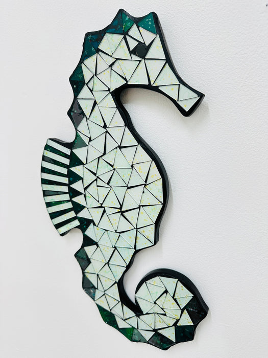close-up of mosaic seahorse