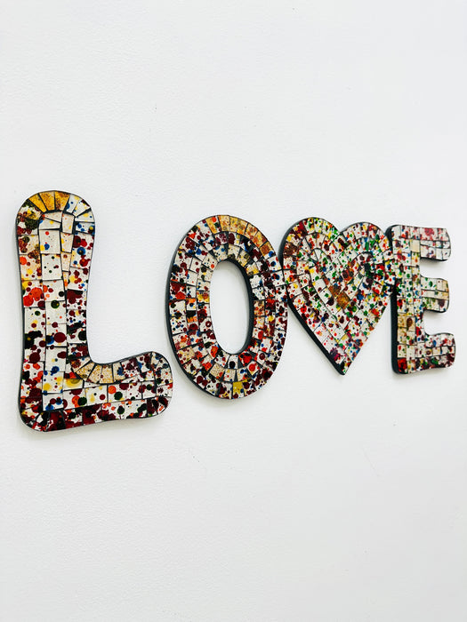 Mosaic Love wall art - angled view