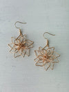 close-up of pair of gold flower-shaped earrings 