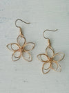 front of rose-gold flower wire earrings