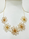 close-up of gold flower link necklace