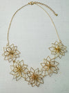 front of gold flower link necklace