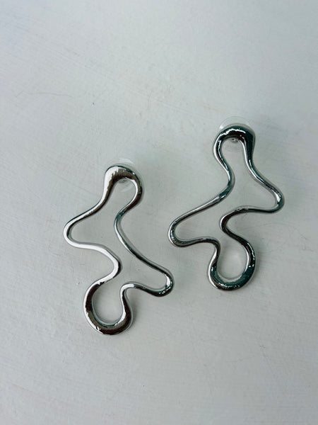 silver-tone abstract earrings
