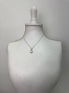 silver necklace with clover pendant white enamel and crystal detail