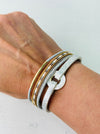 multi strand magnetic cuff bracelet in silver tones