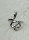 silver adjustable snake ring wrapped around finger design
