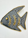 Front view of recycled metal Angel Fish wall sculpture.