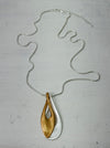 two tone gold silver drop pendant necklace