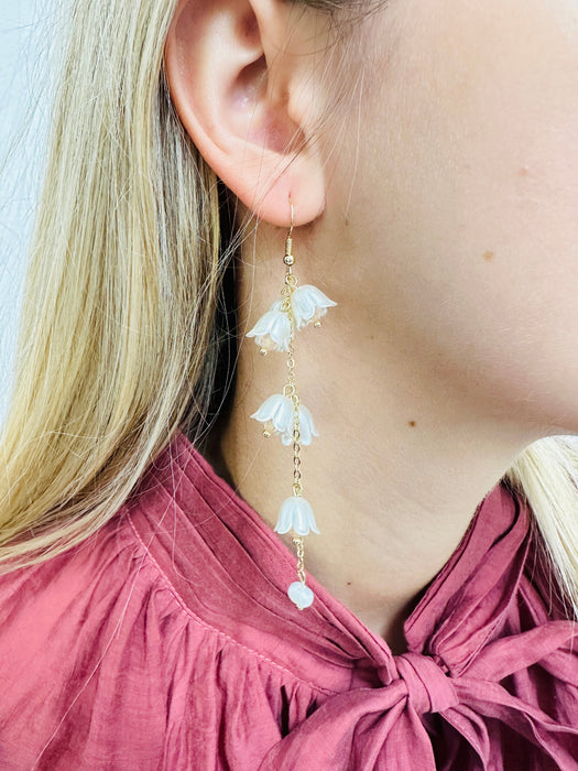 Close-up of a floral earrings with a plain background