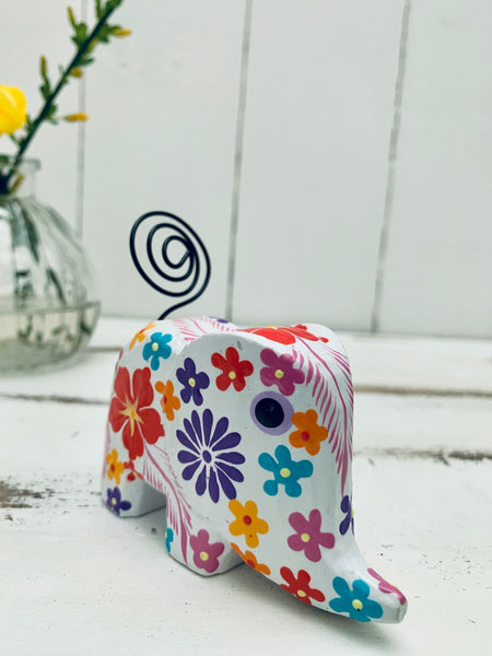 front view of flower elephant in white