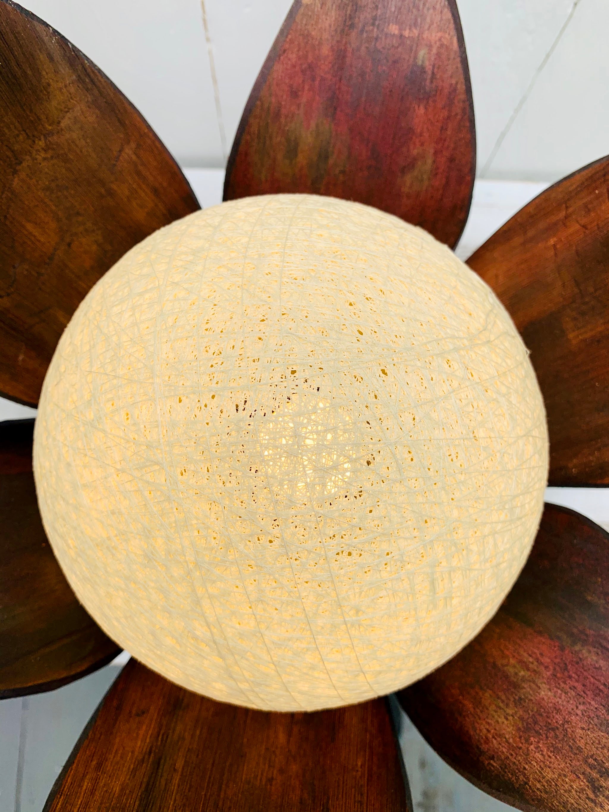 aerial view of coco palm lamp with light on