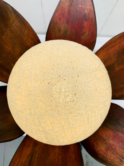 aerial view of coco palm lamp with light on