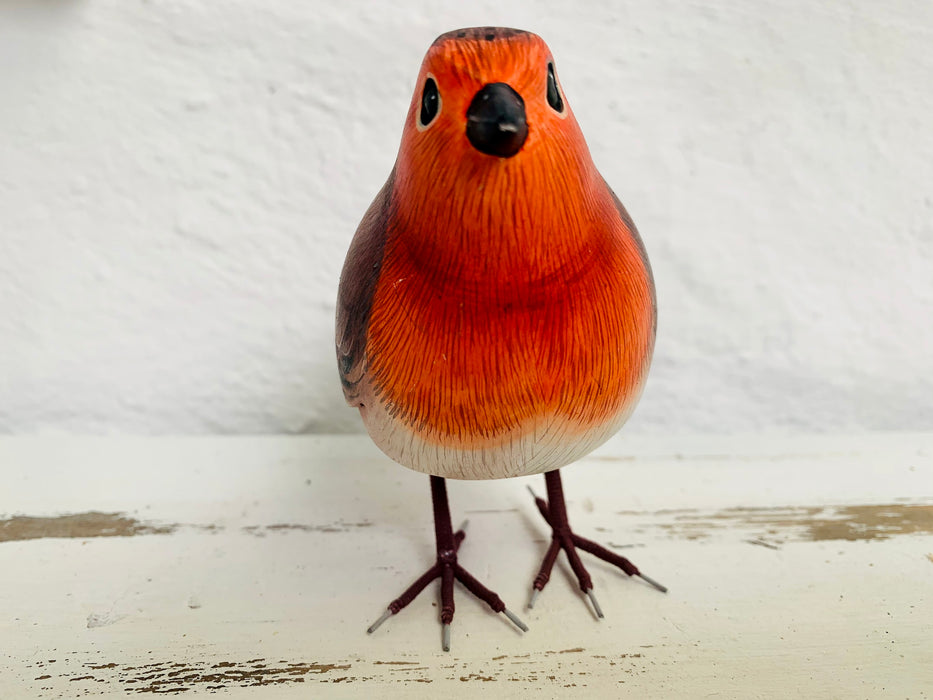 front close up of wooden robin