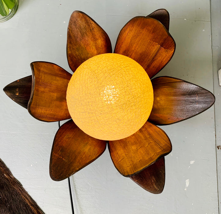 aerial view of coco palm lamp with light on
