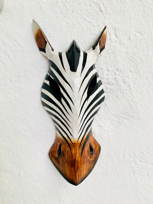 front view of zebra wood mask
