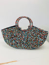 front view of beaded handbag 