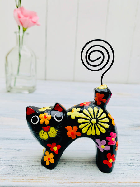 front of floral kitty