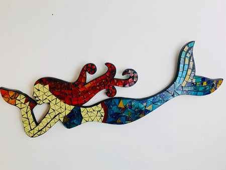 front view of mosaic mermaid