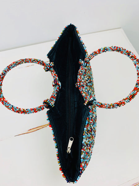 aerial view of handbag opening