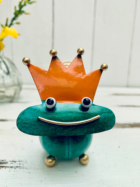 front view of metal frog prince
