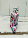 front view of mini wooden flower elephant in white