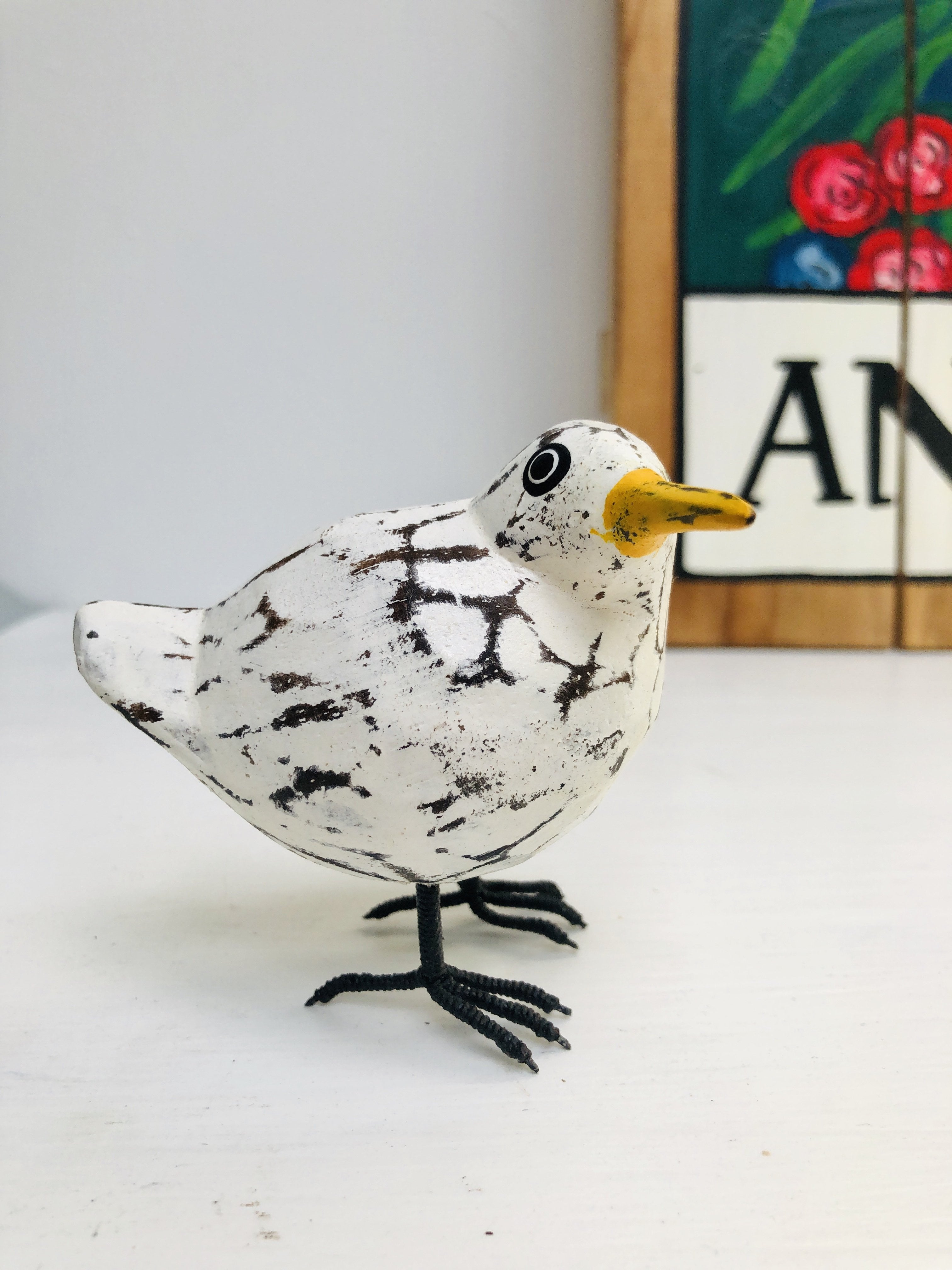 front view of wooden baby seagull