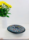 side view of mosaic bowl in blue