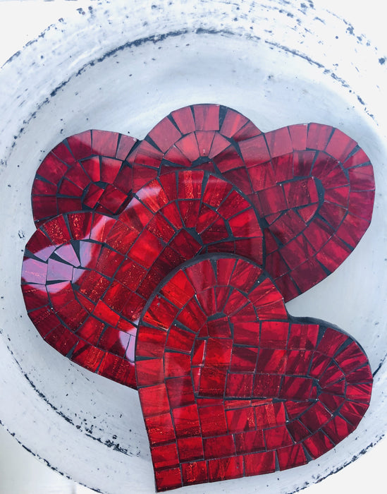 Mosaic Heart Coaster - Cherry Red