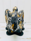 front view of mosaic elephant lamp light off