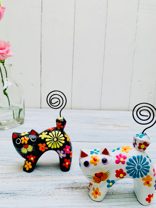 front view of floral kitties