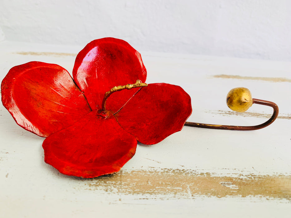 side close up of hibiscus flower hook