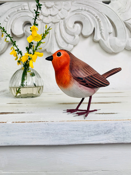 side view of wooden robin