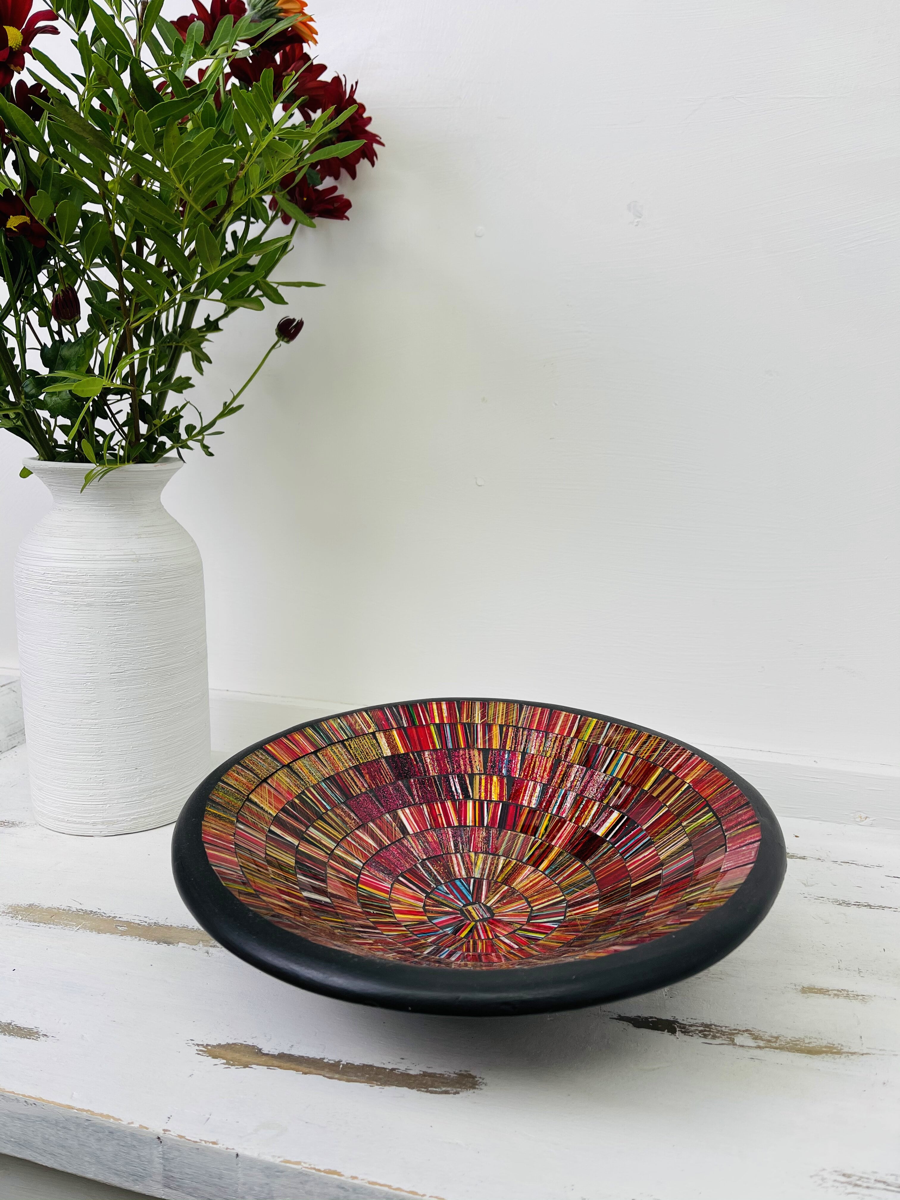 front view of mosaic round bowl