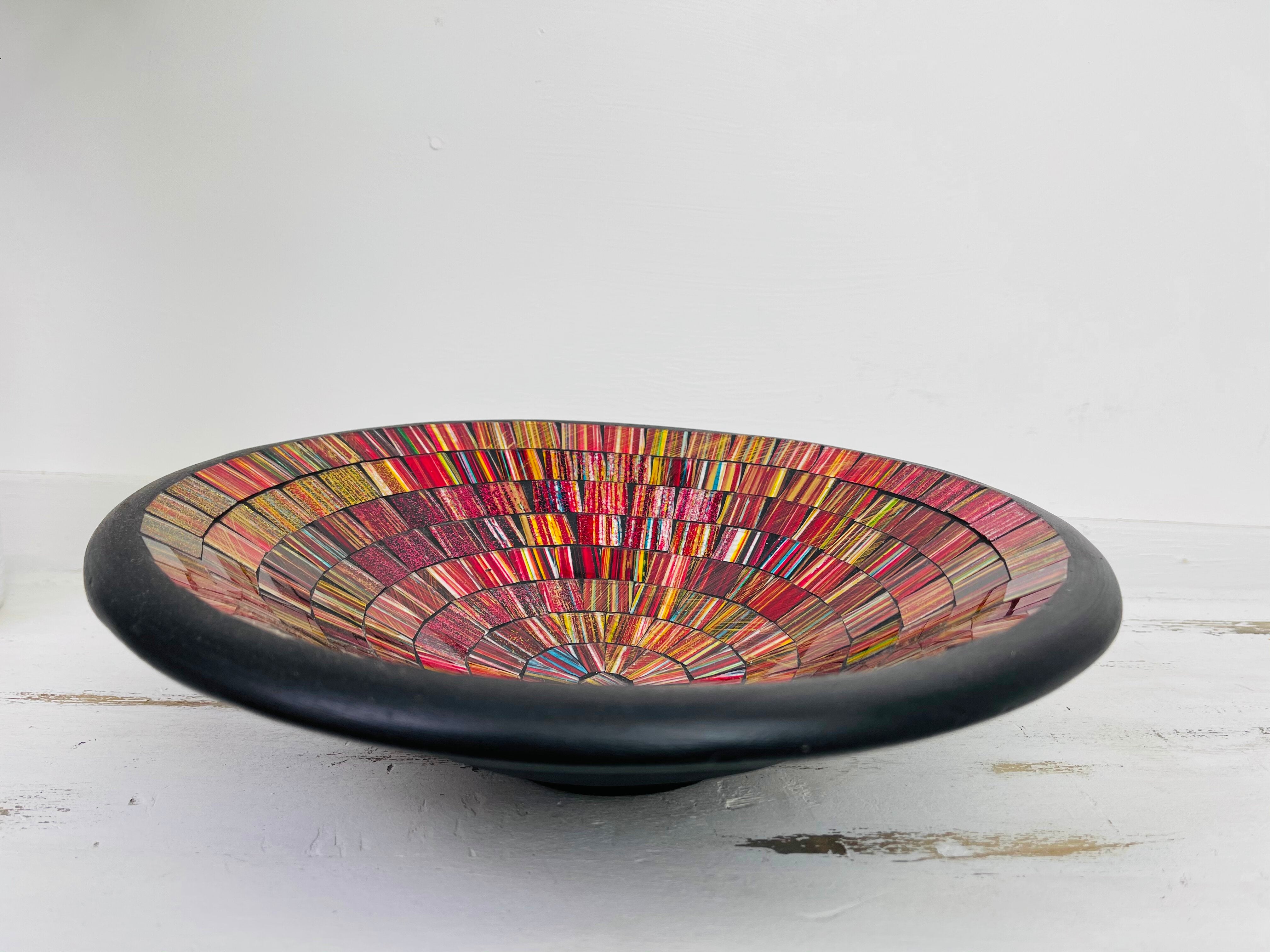 side view of mosaic round bowl