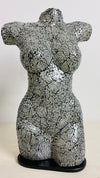 front view of mosaic bust lamp with light off