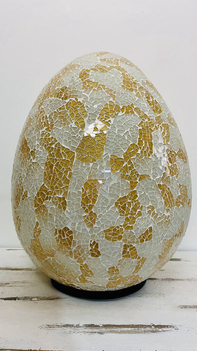 Mosaic Egg Lamp Large - Silver & Gold