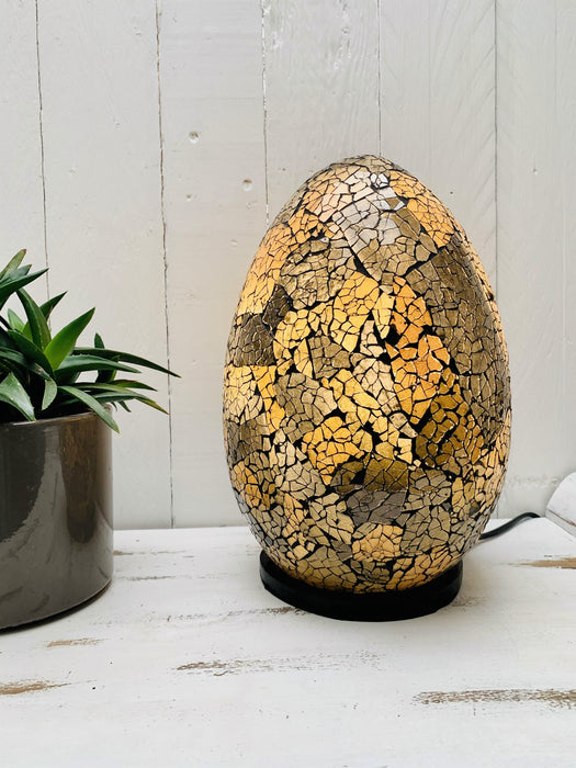Mosaic Egg Lamp - Black & Gold