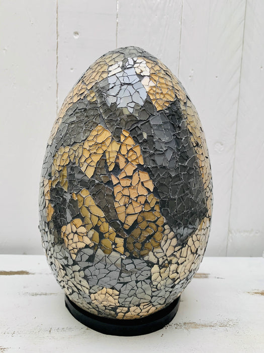 Mosaic Egg Lamp - Black & Gold