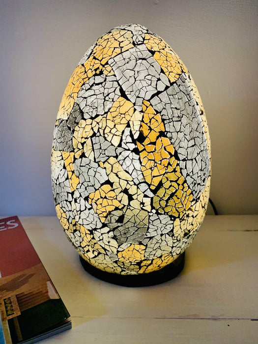 Mosaic Egg Lamp - Black & Gold