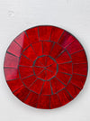 Hand-painted Cherry Red mosaic coaster featuring deep red glass pieces on an MDF base, photographed from above on a light surface.