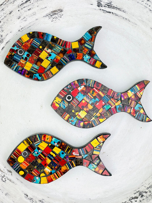 aerial view set of mosaic fish