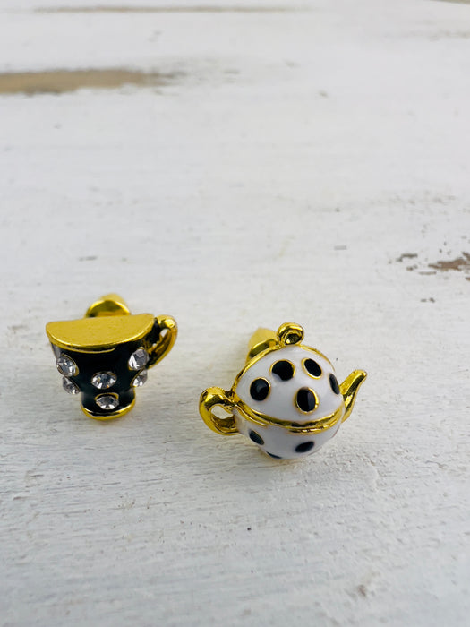 Teapot & Cup - White- Earrings ~ ALL JEWELLERY 3 FOR 2