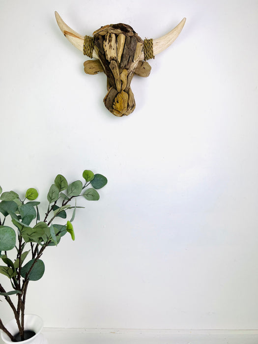 display view of driftwood bull head