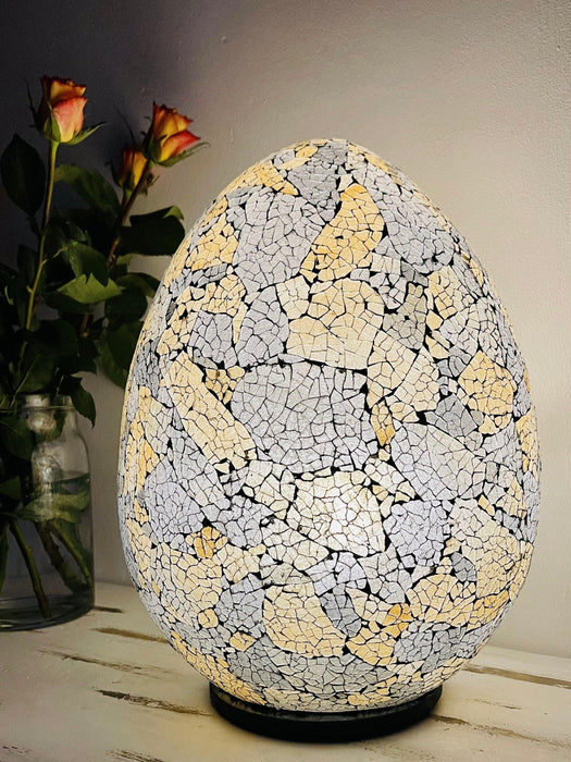Mosaic Egg Lamp Large - Black & Gold