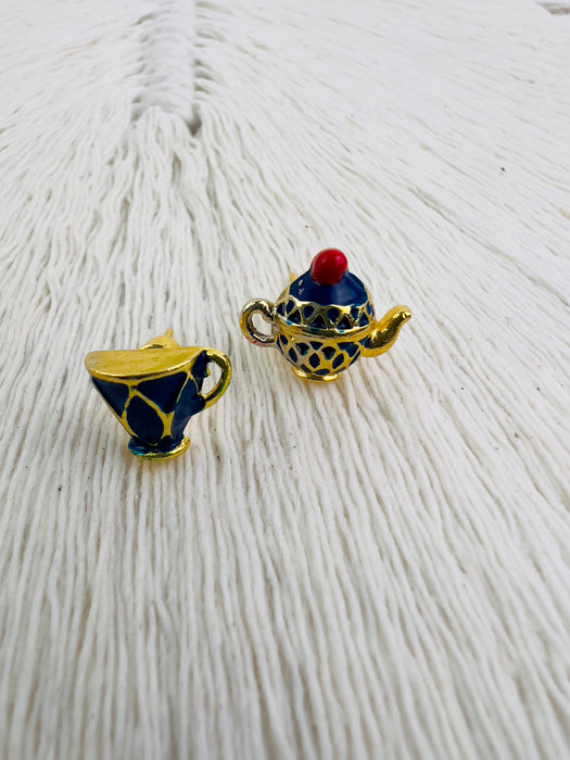 Teapot & Cup - Blue- Earrings ~ ALL JEWELLERY 3 FOR 2