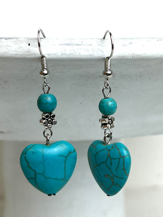 Turquoise Heart Earrings ~ ALL JEWELLERY 3 FOR 2